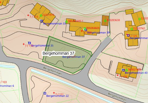 Tomt i kart Bergehomman 37